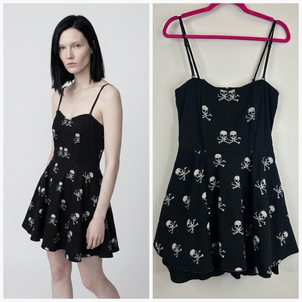 Goth Skull Spaghetti Strap Mini Dress Size XS/S Rock Steady Punk Skater Witchy